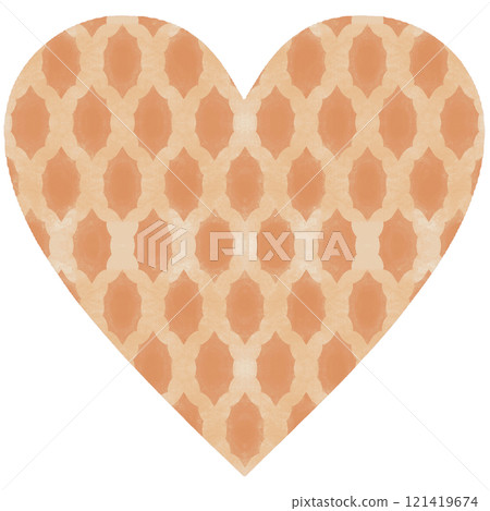 Heart mark with pale orange pattern of Japanese-style leaves Heart mark with pale orange pattern of Japanese-style leaves 121419674