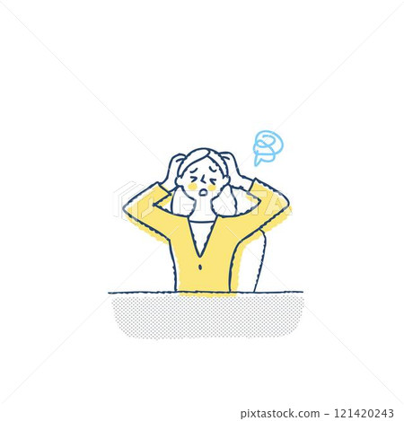 A businesswoman holding her head in trouble 121420243