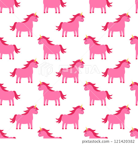 Seamless Pattern with Pink unicorn. Children vector flat illustration. Seamless Pattern with Pink unicorn. Children vector flat illustration. 121420382