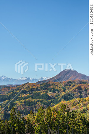 一谷山、北阿爾卑斯山、紅葉【從Obotoge展望台拍攝】 121420498