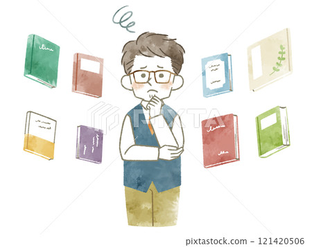 一個人擔心各種書 - 水彩 121420506