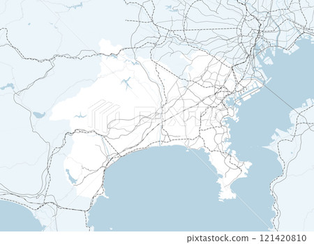 A simple road map including Kanagawa Prefecture and neighboring prefectures in Japan A simple road map including Kanagawa Prefecture and neighboring prefectures in Japan 121420810