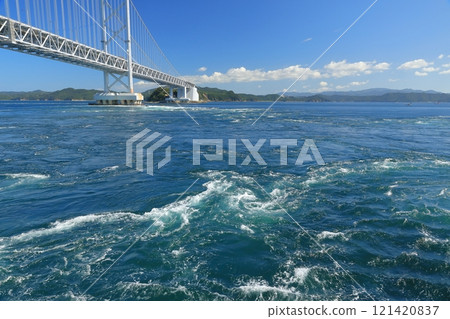 Beautiful scenery of the Onaruto Bridge spanning the swirling tides of the Naruto Strait Beautiful scenery of the Onaruto Bridge spanning the swirling tides of the Naruto Strait 121420837