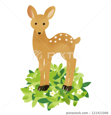 植物和鹿插畫素材 121421006