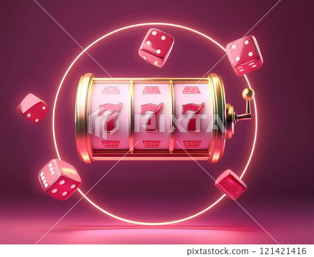 Slot machine wins the jackpot. 777 Big win concept. Online Casino jackpot. AI Generated. 121421416
