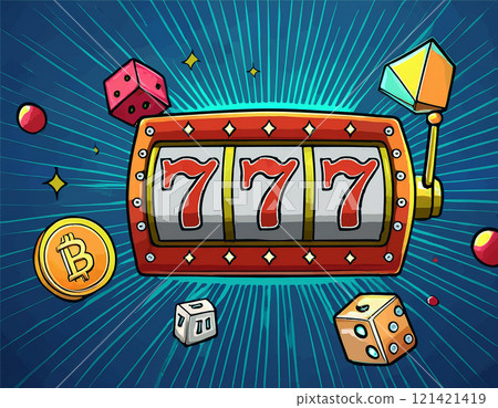 Slot machine wins the jackpot. 777 Big win concept. Online Casino jackpot. AI Generated. 121421419