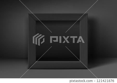 Blank black wood frame. 3d vector mockup Blank black wood frame. 3d vector mockup 121421876