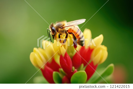 single honeybee perched on vibrant wildflower, showcasing nature beauty and importance of pollinators in our ecosystem. Environmental Protection Policy concept 121422015