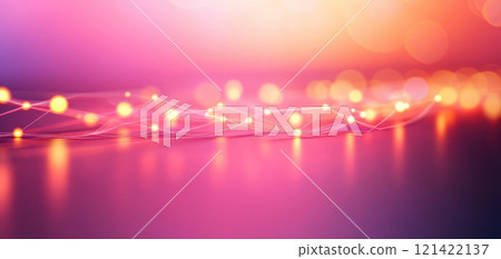 Abstract background with glowing lights and colorful bokeh effects, creating dreamy atmosphere. vibrant hues of pink and orange blend seamlessly, enhancing visual appeal 121422137