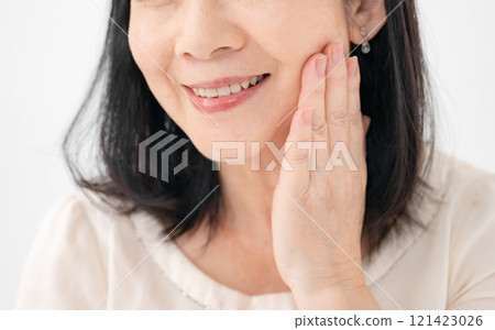 Senior woman mouth Senior woman mouth 121423026