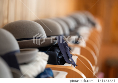 Nursery school locker/folded school uniform and hat Nursery school locker/folded school uniform and hat 121423221