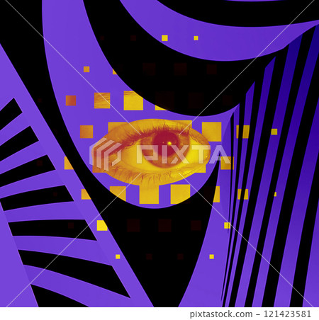 Geometric art collage with female eye closeup Geometric art collage with female eye closeup 121423581