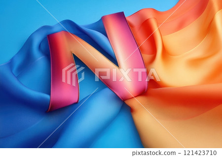 The letter N is made out of a colorful piece of fabric 121423710