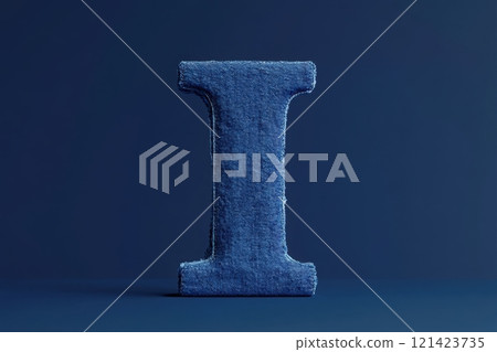 The letter I is made of blue fabric and has a fuzzy texture 121423735