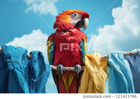 Concept of warmth and liveliness, as the vibrant bird adds a touch of color 121423766