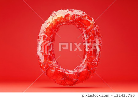 A red letter O made of fruit juice 121423786