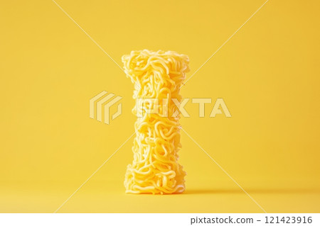 A yellow noodle is on a yellow background 121423916
