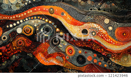 Aboriginal Dreamtime Art: A Tribute to Culture. Generative AI	 121423946