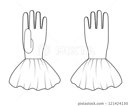 Gloves With Ruffled Cuff Wrist Above length Fashion hand accessory clothing technical illustration garment. Vector 121424130