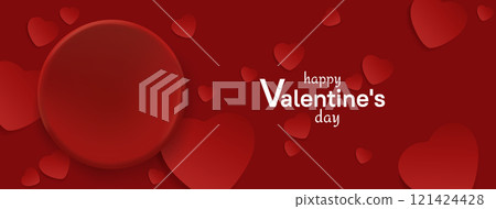 Red romantic background with circular podium 121424428
