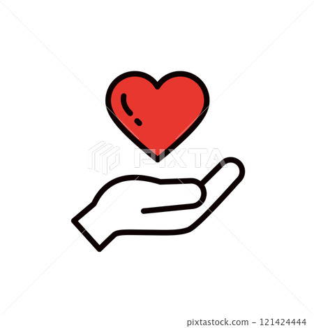 Illustration of a hand holding a heart _ editable line icon _ one hand 121424444