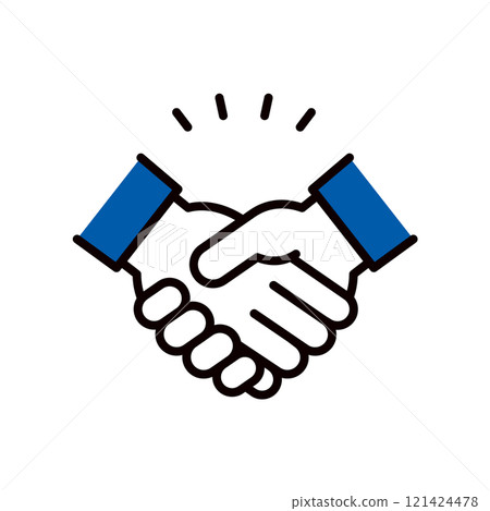 Illustration of hands shaking _ editable line icon _ shirt 121424478