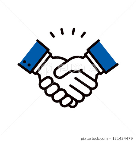 Illustration of hands shaking _ editable line icon _ suit 121424479