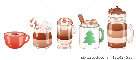 Hot chocolate set in cup and glass Hot chocolate set in cup and glass 121424553