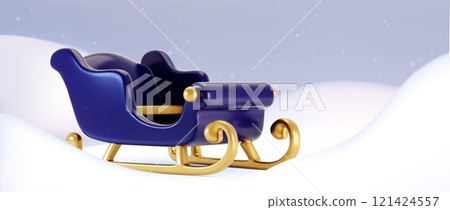 3d deep blue sleigh on snow 121424557
