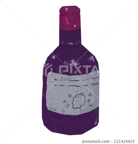 A bottle of red wine with a label A bottle of red wine with a label 121424925