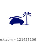 Car heading to surf in summer 121425106