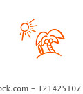 Palm trees and sun 121425107