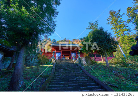 View of the Otokozaka and Zuishinmon Gates of Myogi Shrine in Tomioka, Gunma Prefecture in autumn 121425263