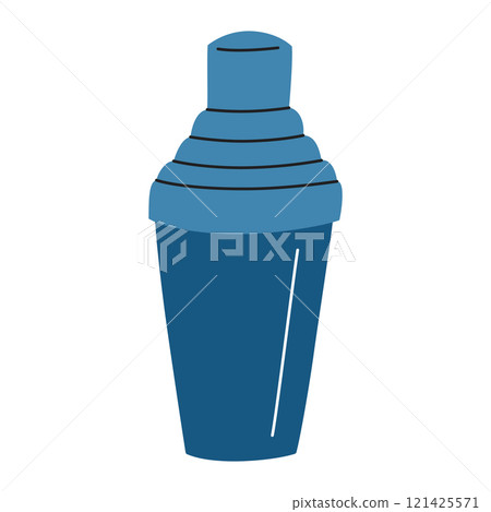 Vector illustration of cocktail shaker for drink preparation. Flat cartoon style for bartending, mixology, and bar themes. Stylish icon for professional and home use, isolated colored clipart Vector illustration of cocktail shaker for drink preparation. Flat cartoon style for bartending, mixology, and bar themes. Stylish icon for professional and home use, isolated colored clipart 121425571