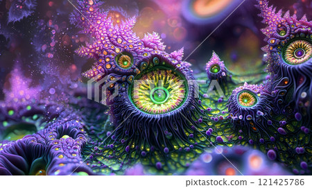 Binaural Fusion: Trippy Purple-Green Ambience. Generative AI Binaural Fusion: Trippy Purple-Green Ambience. Generative AI 121425786