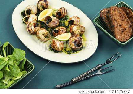 Mediterranean escargot delicacy snails. 121425887