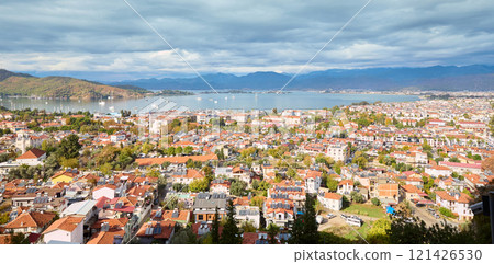 Panorama of Fethiye city in Mugla Province, Turkey 121426530