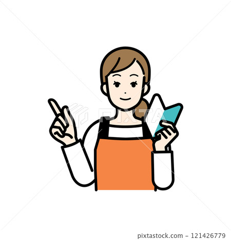 帶有若葉標記的家庭主婦的插圖 帶有若葉標記的家庭主婦的插圖 121426779