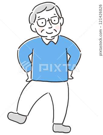 一位老人走路的插圖 一位老人走路的插圖 121426826