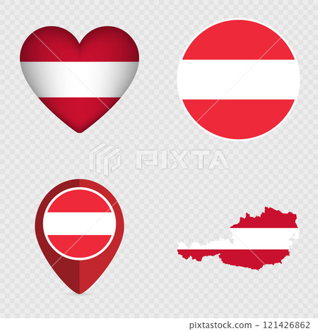 Austria Flag Icons Pack. Vector illustration. 121426862