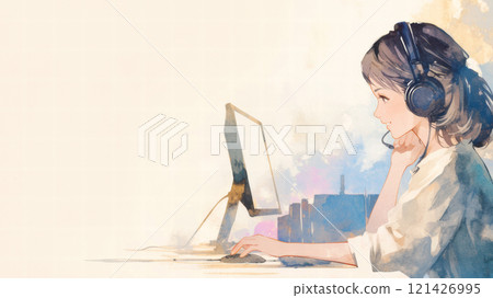 Call center operator woman Call center operator woman 121426995