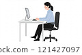 Illustration of a woman sitting and working 121427097