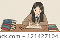 Illustration of a woman studying 121427104