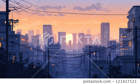 城市景觀插畫背景素材 城市景觀插畫背景素材 121427121