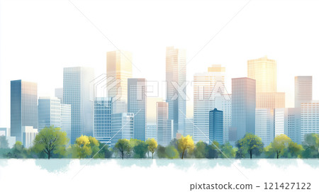 城市景觀插畫背景素材 121427122