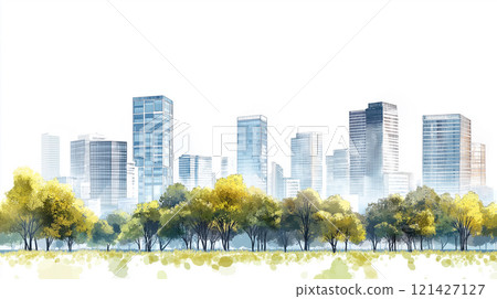 城市景觀插畫背景素材 121427127