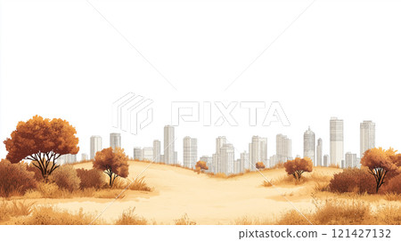 城市景觀插畫背景素材 121427132