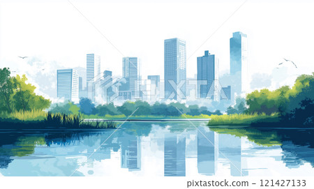 城市景觀插畫背景素材 城市景觀插畫背景素材 121427133