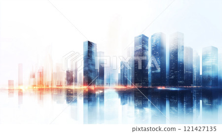 城市景觀插畫背景素材 121427135