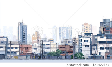 城市景觀插畫背景素材 121427137